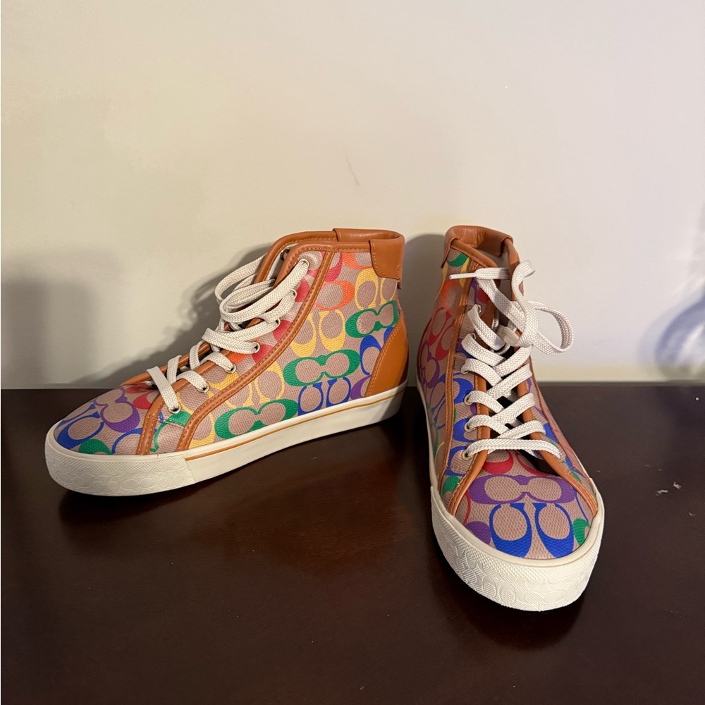 Citysole High Top Platform Sneaker In Rainbow Signature Canvas